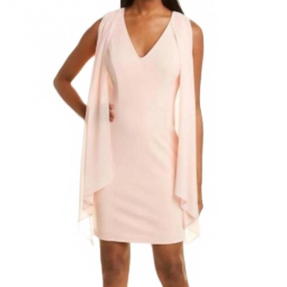 Vince Camuto blush pink cape-sleeve dress 10